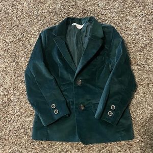 Boys cat & jack velvet green blazer and button down shirt 3T great condition